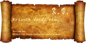 Krizsik Valéria névjegykártya