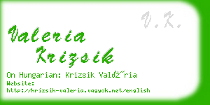 valeria krizsik business card